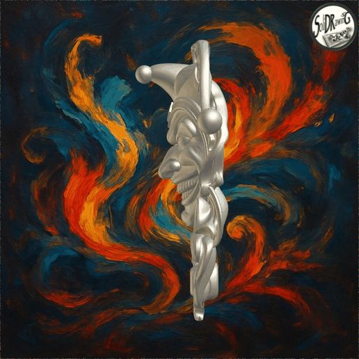 7818be2af69ef7f4e3e57638ffad75c6_merged_no_y.gif Monochrome Angry Jester Clown Kopf Würfel - SoliDRawinGs SG1909