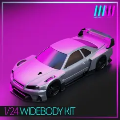 R34-NEW.gif 3D file WIDEBODY KIT FOR SKYLINE R34 TAMIYA 1/24 MODELKIT・Template to download and 3D print