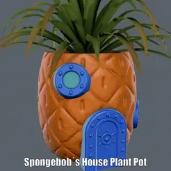 Spongebo´s-House-Plant-Pot.gif Fichier STL Pot pour plante d'intérieur de Bob l'éponge (impression facile sans support)・Design à télécharger et à imprimer en 3D