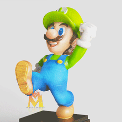 Luigi_Super-Mario-Bro-Walking.gif Fichier STL Luigi-Super Mario bros V2 Fanart- pose debout- jeu mascotte -Fanart・Design imprimable en 3D à télécharger