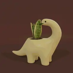 animation.gif Planter of dinosaur for cacti, succulents plants for the home