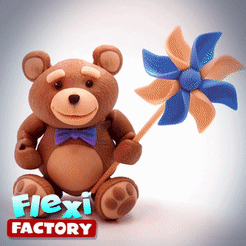 Dan-Sopala-Flexi-Factory-Bear.gif STL file FLEXI PRINT-IN-PLACE TEDDY BEARS & PINWHEEL・3D print design to download