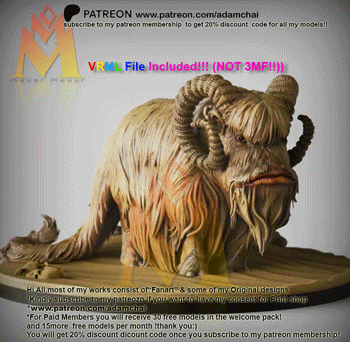 Bantha-Star War-Classic Movie Monster(VRML WRL color File is Included!!) - Monster Series-Fan Art