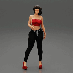 ezgif.com-gif-maker-3.gif 3D file Beautiful girl in sexy Tight Suit and high heels・Model to download and 3D print