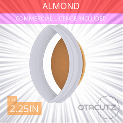 Almond~2.25in.gif Fichier STL Emporte-pièce en forme d'amande 2.25in / 5.7cm・Modèle imprimable en 3D à télécharger