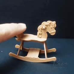 Rocking-Horse-Pinto-Mini-for-dollhouse.gif STL file Rocking Horse, Nursery Room, Mini Dollhouse Furniture 1:12・3D printable model to download, RAIN