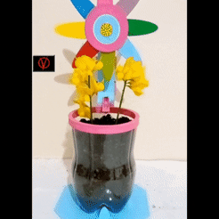 ezgif.com-gif-maker-29.gif Free STL file 🌻SELF WATERING FLOWER POT♻️・3D print object to download