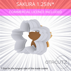 Sakura_1.25in.gif STL file Sakura Cookie Cutter 1.25in / 3.2cm・3D printer model to download