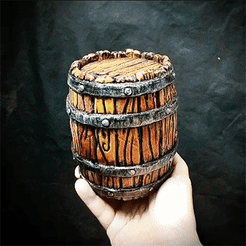 ds.gif STL file Barrel Vintage Stylized - Stand Base Miniature Figure - Barrel Mug - Barrel Vase・3D printing design to download