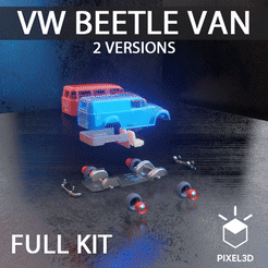 Untitled-1.gif STL file FULL KIT: Beetle Van ("Fuskombi", "station wagon") 20fev22・3D printing idea to download, Pixel3D