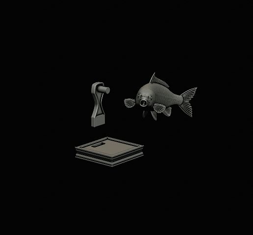 Common-Carp-fish-statue-trophy-model-3.gif COMMON CARP (CYPRINUS CARPIO) fish in motion trophy statue detailed texture for 3d printing