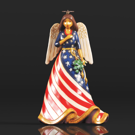 Patriotic Angel Flag Dress Figurine, American Faith Patriotic Angel Statue Religious Decorations for Home Office