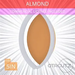 Almond~5in.gif Fichier STL Emporte-pièce en forme d'amande 5in / 12.7cm・Modèle imprimable en 3D à télécharger