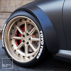 0.gif STL file RWB WATANABE Style wheel - Front and rear with tires for diecast and RC・3D print design to download, BlackBox