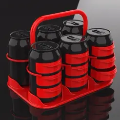 Casier-6-canettes.gif STL file Basket with cans storage boxes - Panier avec canettes boites de rangement・3D printer model to download