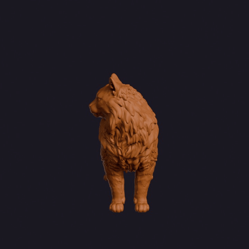 Realistic Norwegian Forest Cat Looking Side Animal Sculpture