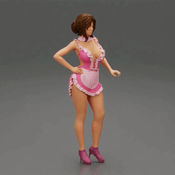 ezgif.com-gif-maker-1.gif 3D file Sexy maid standing with hand on hip・Design to download and 3D print