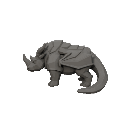 Low Poly Rhino Dragon Beast - 3D Printable Armor Creature