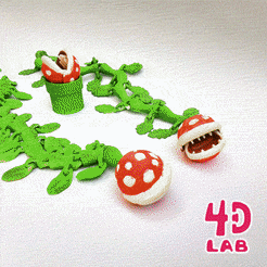 planta.gif Fichier 3D Piranha Mario Plante carnivore (Flexi, print-in-place, ouverture de la bouche)・Design imprimable en 3D à télécharger, 4dLab