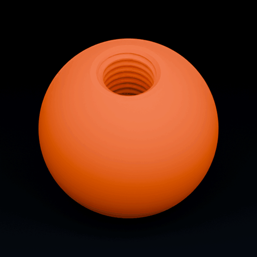 Threaded ball 40 mm M12 – printed internal thread, flat base