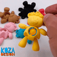 FIDGET-BEAR-KEYCHAIN-01.gif STL file TEDDY, ARTICULATED AND FIDGET KEYCHAIN printed in place without supports・Model to download and 3D print