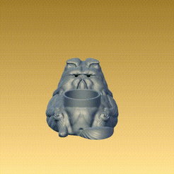 ZBrush-Movie.gif Fichier OBJ Pot pour plante Grumpy Cat・Design imprimable en 3D à télécharger, Darius_Shem