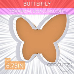 Butterfly~6.75in.gif STL file Butterfly Cookie Cutter 6.75in / 17.1cm・3D printer model to download