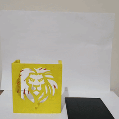ezgif.com-gif-maker-1.gif Descargar archivo STL gratis 🦁Portaplumas con temática de león・Modelo para la impresora 3D, Vandettaa
