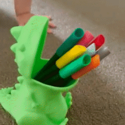 ezgif.com-gif-maker-13.gif Free STL file Chubby Dinosaur T-Rex Dino Pencil Holder・3D printer design to download