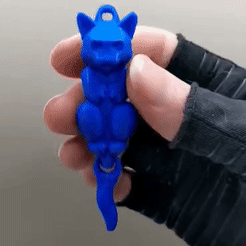 ezgif.com-video-to-gif-24.gif STL file Kitty wiggle keychain, print in place, Cat・3D printable model to download
