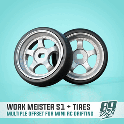 0.gif STL file Work Meister S1 3P front/rear wheels for mini-z, wltoys k989, k969 rc drift - multi offset with tires・3D printable model to download, 89DSGN