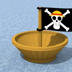 AnimationLOW.gif **ONE PIECE LUFFY CREW FLAG WITH SHIP'S MAST AND NEST**.