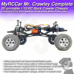 MRCC_MrCrawley_Complete_1200x1200.gif Fichier 3D MyRCCar Mr. Crawley Complete. 1/10 RC Rock Crawler Chassis personnalisable avec essieux et boîte de vitesse à portique・Plan imprimable en 3D à télécharger