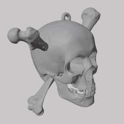 0001-0160.gif Archivo STL Calavera y Huesos Pirata Skull , llavero - colgante - pendiente・Diseño de impresión en 3D para descargar