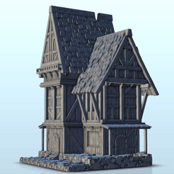 GIF-B02.gif Fichier STL Grande maison médiévale à plusieurs étages avec terrasses et auvent (2) - Alkemy Seigneur des Anneaux Guerre de la Rose Saga du Guerrier・Design pour imprimante 3D à télécharger, Hartolia-Miniatures