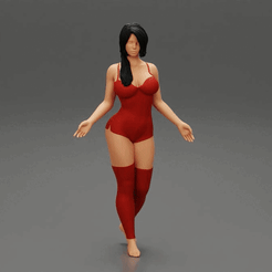 ezgif.com-gif-maker-7.gif Archivo 3D Hermosa mujer sexy lencería roja y medias・Idea de impresión 3D para descargar