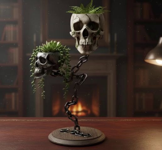 ghjghjghj.mp4 Skull Chain Planter Holder