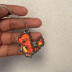 04.gif Archivo STL gratis Pokemon Pixel Llavero #4#6#18・Modelo de impresión 3D para descargar