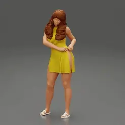 ezgif.com-gif-maker.gif 3D file Fashion Girl in Dress with long hair put hands on hip・3D print object to download, 3DGeschaft