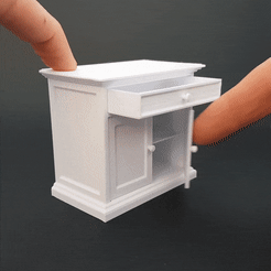ezgif.com-optimize.gif STL file Miniature Sideboard with working drawer and doors - Miniature Furniture 1/12 scale・3D printable model to download