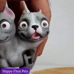 Cerberus.gif Fichier STL Fluffy - le chien Cerberus imprimé en place jouet pour animaux de compagnie Halloween・Design imprimable en 3D à télécharger, HappyFlexiPets
