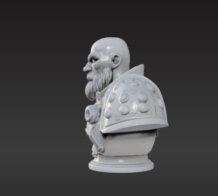 Space Marine Commander Bust STL – Scarred Armor & Cybernetic Detail 3D model