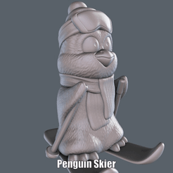 Penguin-Skier.gif STL file Penguin Skier (Easy print no support)・3D printable model to download