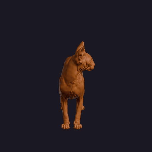 Realistic Sphynx Cat Looking Side Animal Sculpture