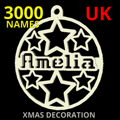 UK-xmas.gif STL file UK Names Christmas Xmas Decoration・3D printer model to download