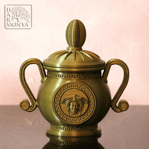 REPLICA ANCIENT DECORATED BRONZE VASE WITH LID