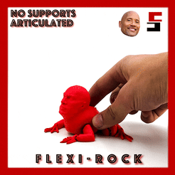 FLEXI-ROCK STL file The Rock Flexi Toad Frog articulated print-in-place no supports Dwayne Johnson・Model to download and 3D print