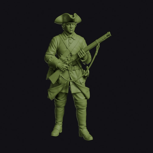 Russian Petrine Dragoon Dismounted with Short Fusil Across his Body and Tricorn