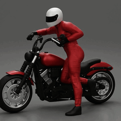 ezgif.com-gif-maker-9.gif Файл 3D Мотоциклист стоит, толкая свой мотоцикл・Шаблон для 3D-печати для загрузки