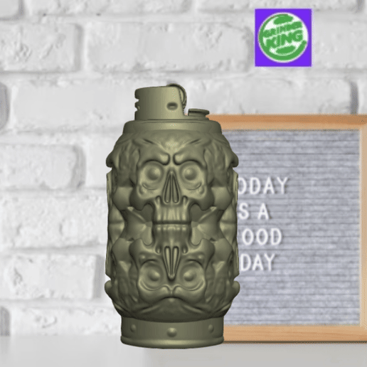 FUNDA MECHERO BIC . SKULL TOTEM . LIGHTER CASE CUBIERTA PARA PERSONALIZAR ENCENDEDOR BIC. HD STL Y 3MF . FDM-SLA.